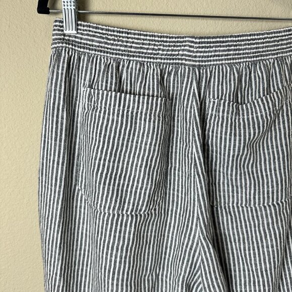 OLD NAVY Linen Drawstring Wide Leg Pants Trousers Striped Size Medium Petite - Picture 8 of 10